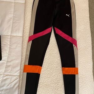 Puma Kids Colorblock Leggings - Black, Pink, Orange